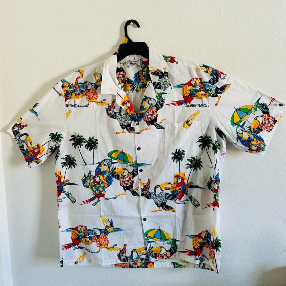 VTG Men Pacific Legend Partying Parrots Hawaiian Button-Up Shirt 2XL  Aloha Beer